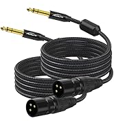 AuxLink XLR Male to 1/4, TRS to 6.35mm 6ft 2Packs Gold-Plated Connectors Nylon Braided, Quarter I...