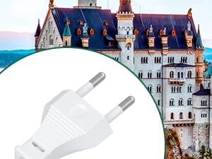 European Travel Plug Adapter, US to UK Europe Power Strip for EU/UK/US with USB C