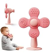Windmill Baby Teething Toys, 2-in-1 Silicone Teether &amp; Montessori Sensory Rattle Toy, BPA-Free Fo...