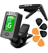 JOYO Guitar Tuner Clip Guitar Capo with 6Pcs Picks Guitar Accessories Digital Electronic Tuner fo...