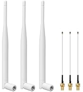 Meshnology 915MHz LoRa Antenna 3dBi Gain Omni SMA Male Connector + 10cm Extension Cable 3Pack (Wh...