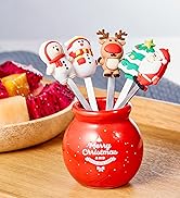 SXunacou Fruit Fork, Fun Cute Cartoon with Ceramic Storage Box Holder Stainless Steel Food Pick F...