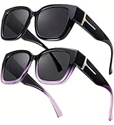 LVIOE 2 Pack Polarized Fit Over Sunglasses for Women Men Oversized Square Over Glasses Sunglasses...