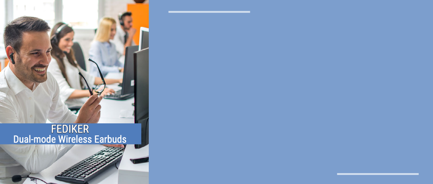 Fediker wireless earbuds headphones headset for pc work office