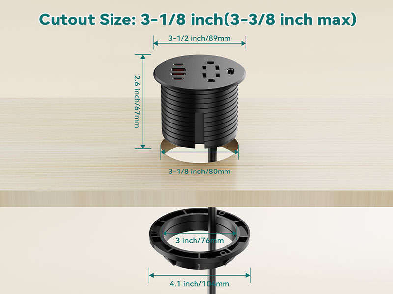 Desktop power grommet
