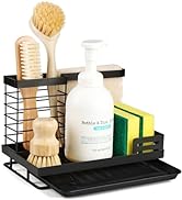 Sinnsally Sponge Holder for Kitchen Sink Caddy,Sink Organizer Rack with Dish Brush Holder &amp; Drain...