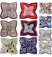 COOLANS 10 PCS Mixed Set Scarf 20 inch x 20 inch,Fashion Square Satin Neck Scarf Head scarf for W...