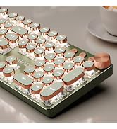 Wireless Typewriter Style Mechanical Keyboard with White Backlit, Knob | Bluetooth/2.4G/Wired, Re...