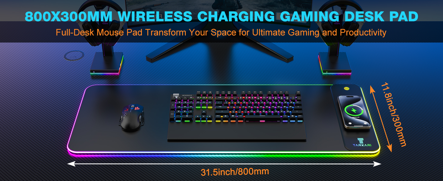 TARKARI Magnetic Wireless Charging RGB Mouse Pad