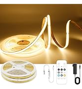 AXMOTUT 32.8ft COB LED Strip Light Warm White, High Bright LED Strips with 320LEDs, RF Remote and...