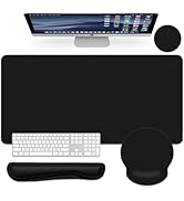Dapesuom Large Gaming Mouse Pad, Black Mouse Pads with Wrist Rest Wrist Support, 4in1 Big XXL Des...