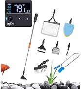 SEAOURA 7-in-1 Fish Tank Cleaning Tool, Fishtank Thermometer Calibrated