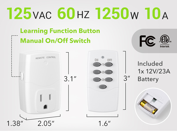 wireless remote control outlet