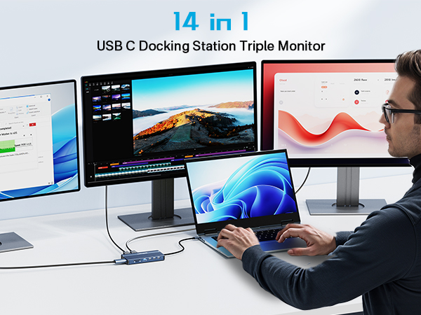 USB C Docking Station Dual HDMI Monitor