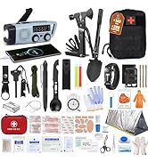 Gemmac 140pcs Emergency Survival Gear with First Aid Kit and 2000mAh Battery Hand Crank Emergency...