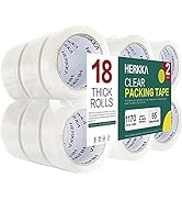 Clear Packing Tape, HERKKA 18 Rolls Heavy Duty Packaging Tape for Shipping Packaging Moving Seali...