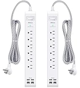 2 Pack Power Strip, 12FT Long Extension Cord, Surge Protector with 6 Outlets and 4 USB Ports (2 U...