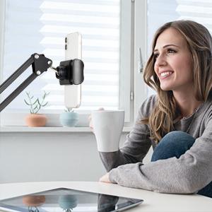 Cell Phone Holder Phone Clip Holder for Desk for 3.5-6.5in Phone Mobile Stand for Bed Office Kitchen