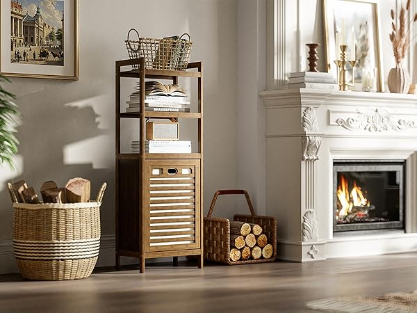 living room bamboo laundry hamper cabinet