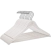 10 Vintage White Hangers – Premium Wood Hangers for Shirts, Dresses, Coats, Trousers – Rustic Han...