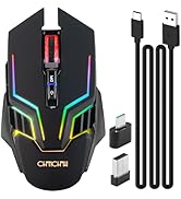 CHONCHOW Wireless Gaming Mouse for PC, RGB Backlit, 12 Light Modes, 2.4G Receiver/USB-C, Up to 32...