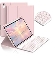 JKSML for iPad (A16) 11th/10th Gen case with Keyboard, Round-caps, 7 Color Backlit, Detachable Wi...