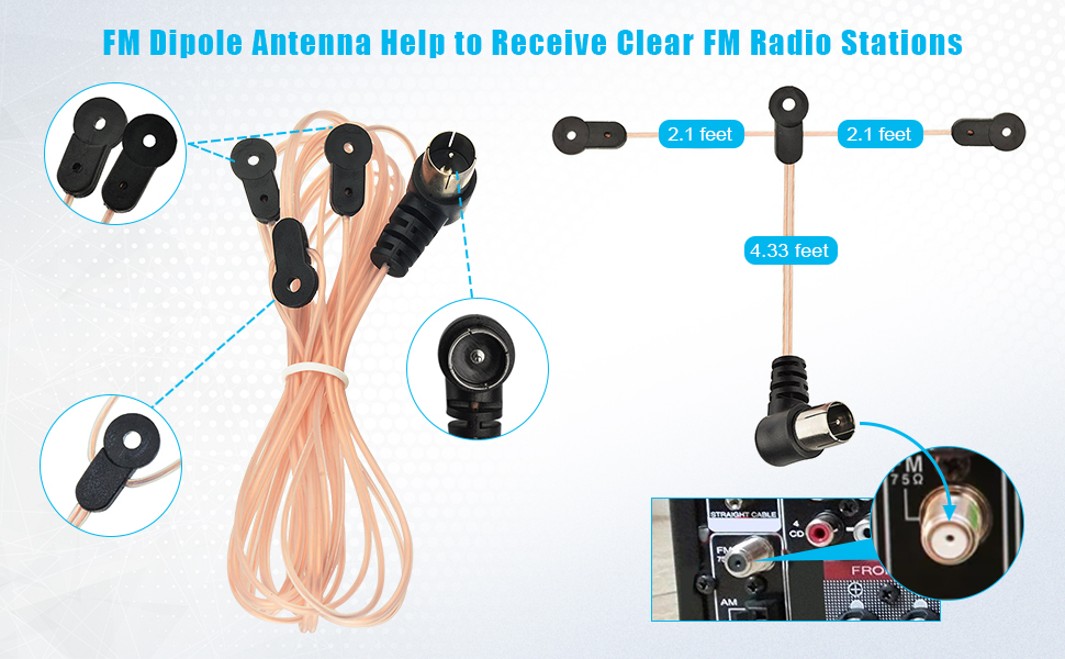 Bingfu FM Home Stereo Radio Antenna for Denon Pioneer Onkyo Yamaha Receiver