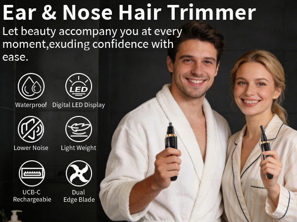 Nose &amp; Eyebrow Hair Trimmer for Women Men,Painless Rechargeable Ear &amp; Nose Hair Trimmer Clipper