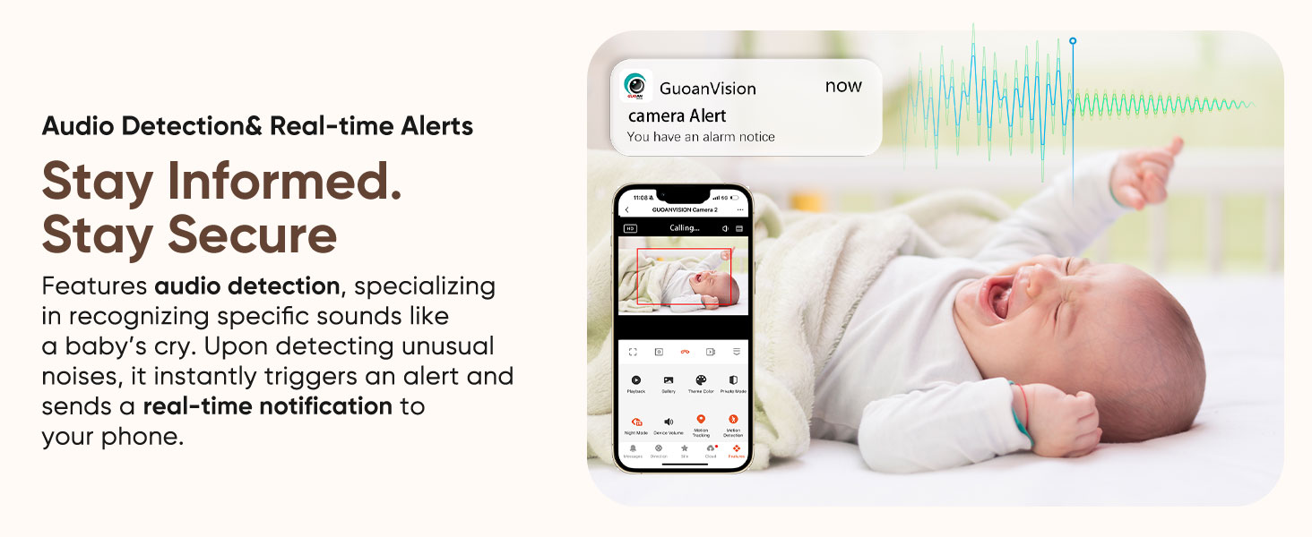 Sound Detection Baby camera, Baby Monitoring, Baby Cam