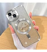 ZIYE Magnetic Case Designed for iPhone 15 Glitter Case Luxury Plating Love Heart Compatible with ...