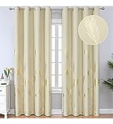 Estelar Textiler Beige Curtains 84 Inches Long, Room Darkening Curtains for Bedroom, Light Blocki...