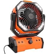 ELZO 30000mAh Camping Fan with LED Light, Max 70H Working Portable Rechargeable Desk Tent USB Fan...