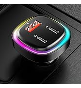 66W USB C Car Charger, [All Metal] 2PD + QC3.0 USB Car Cigarette Lighter USB Charger Adapter with...