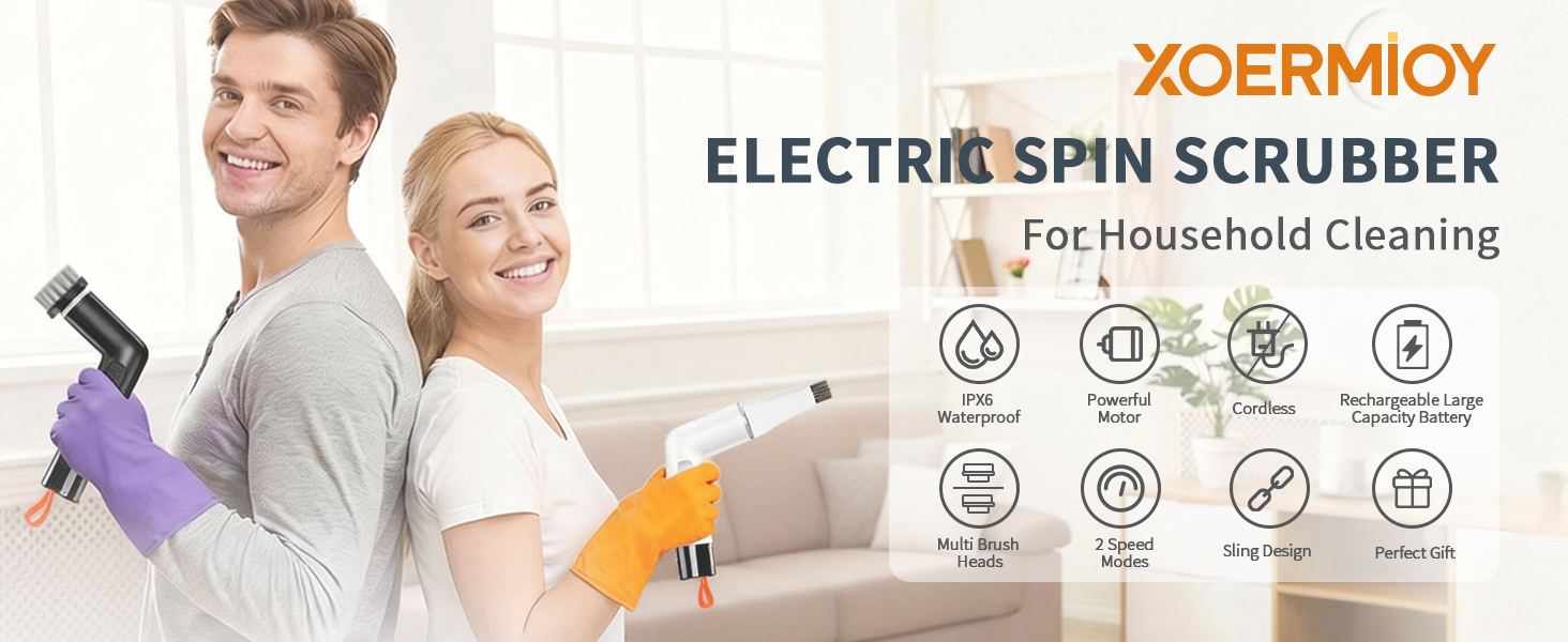 Electric Spin Scrubber, Bathroom Shower Scrubber