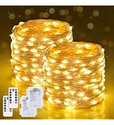 JMEXSUSS 2 Pack Fairy Lights Battery Operated with Remote, Total 400 LED 132ft Battery Powered St...