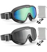 Aegend 2PCS Swim Goggles with Fabric Strap, Kids Swimming Goggles Wide View No Leaking Pool Goggl...