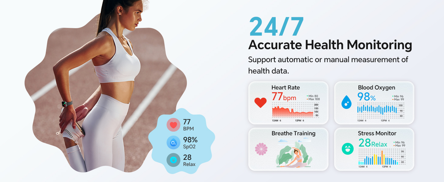 24/7 heart rate monitor watch