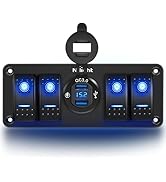 Nilight 4 Gang Rocker Switch Panel with USB Charger Voltmeter Waterproof 12V-24V DC Rocker Switch...