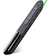 DinoFire USB Rechargeable RF 2.4 GHz Green Light Presentation Remote, Powerpoint Clicker Wireless...