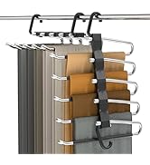 Pants Hangers Space Saving, 2 Pack Closet Organizer and Storage Jean Hangers, Stainless Steel Ant...
