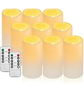 9PACK Outdoor Waterproof plastic flameless Candles with Remote Control and Timer, LED Flickering ...