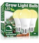 Wiyifada 3 Pack Full Spectrum Grow Light Bulbs,A19 Grow Lights for Indoor Plants,Dimmable E26 9W ...