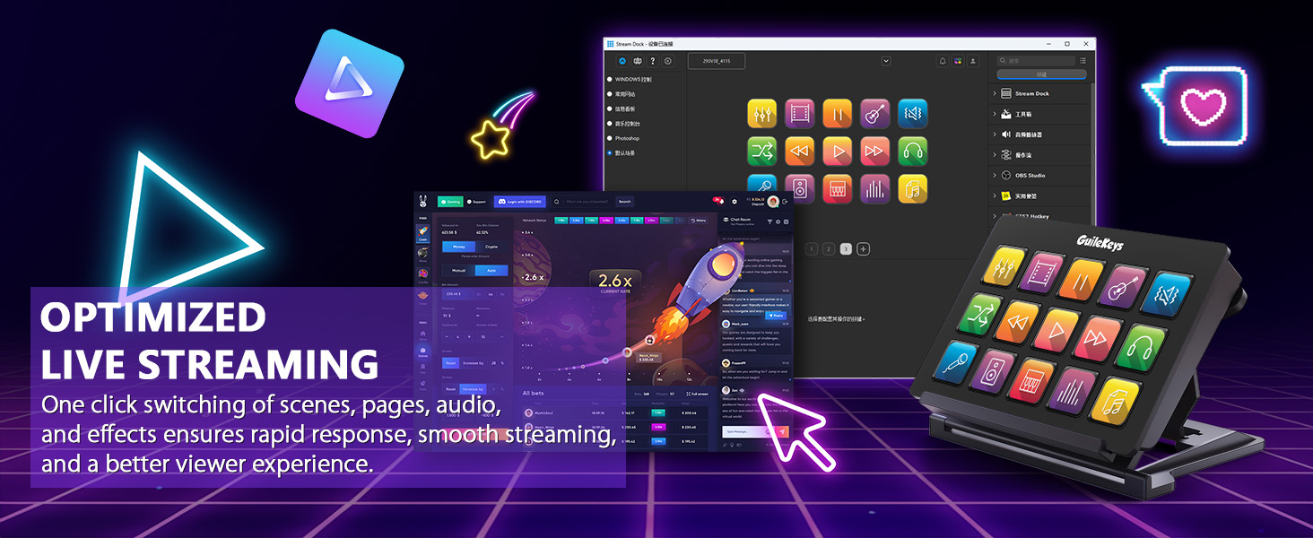 Stream Controller, Stream Deck with 15 Macro Keys Customizable, Gaming Macro Keypad