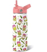 Pickle Gifts for Women - 18 oz Water Bottle with Straw Lid, Stainless Steel Insulated Bottle, Lea...