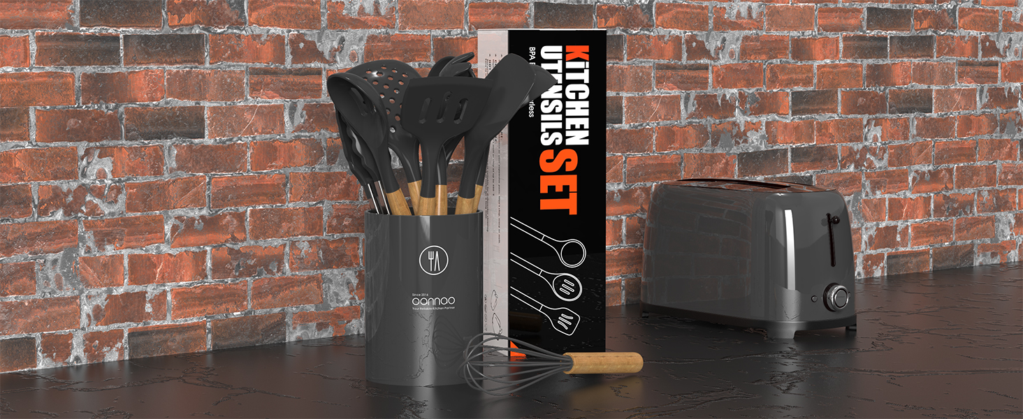 grey cooking utensils