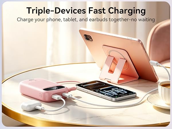Simultaneously charges three devices to meet multi-device user needs