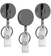 Heavy Duty Badge Reels 3 Pcs Retractable Badge Holder,Metal Badge Reel ID with Belt Clip Key Ring...