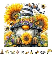 330 Piece Sunflower Gnome Wooden Jigsaw Puzzle for Adults - 13’’ Vibrant Floral &amp; Bee Art Puzzle,...