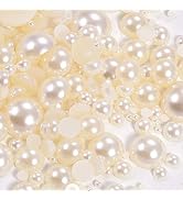 Dowarm 1000 Pieces Flatback Half Pearls, Flat Backed Round Half Pearls for Crafts Jewlery, Mixed ...