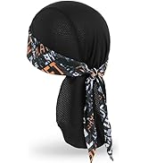 MELASA Cooling Do Rags Skull Cap Helmet Liner, Sweat Head Wraps Bandanas for Men Running Cycling ...